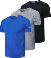 Men'S 3 Pack Workout Shirts Dry Fit Moisture Wicking Short Sleeve Mesh Athletic T-Shirts